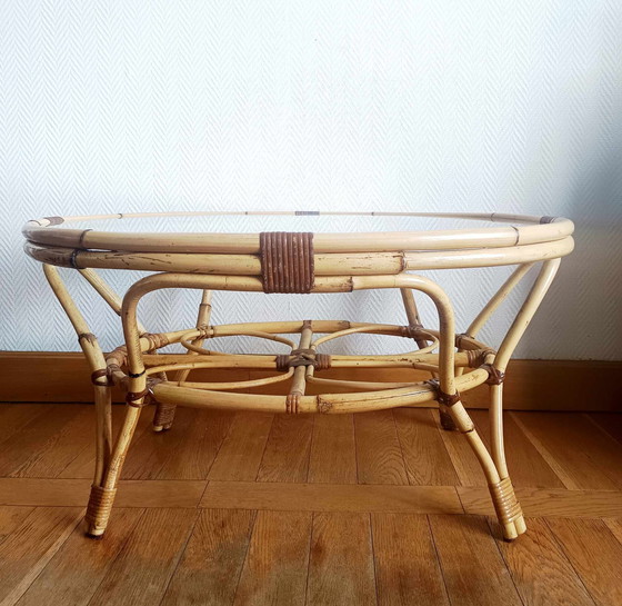 Image 1 of Vintage Wicker Coffee Table 1970