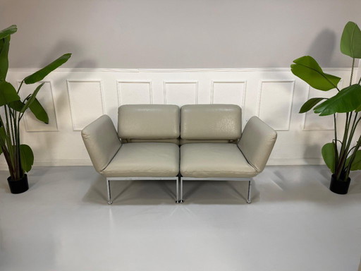 Brühl Roro Small Designer Leder Grau Sofa Hocker Schlafsofa Couch