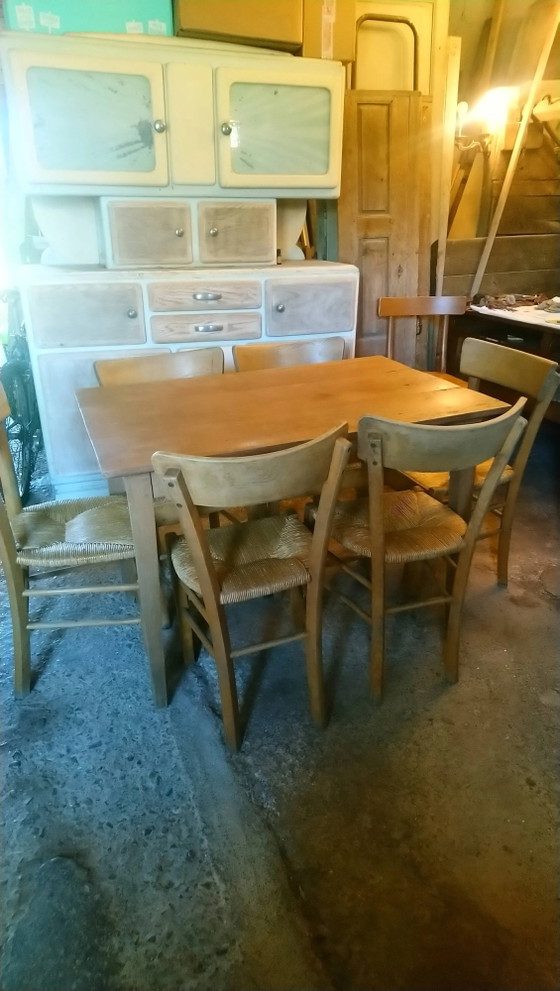 Tavolo con gambe affusolate, abete e faggio – Tavoli da pranzo, Wood, Vintage (photo 5 of 14)