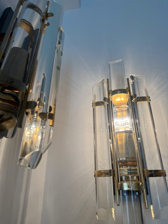 Image 1 of Wandleuchten aus Kristallbaguette aus den 1980er Jahren