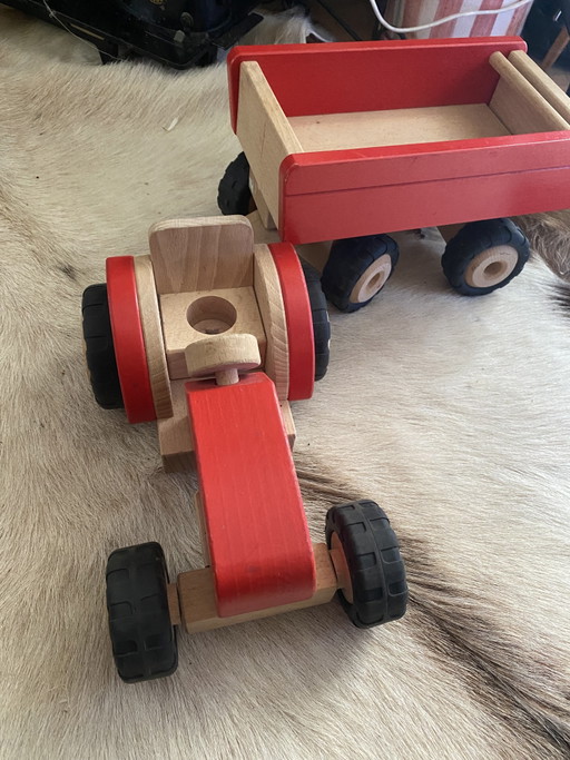 Holzspielzeug Traktor mit Hänger 
