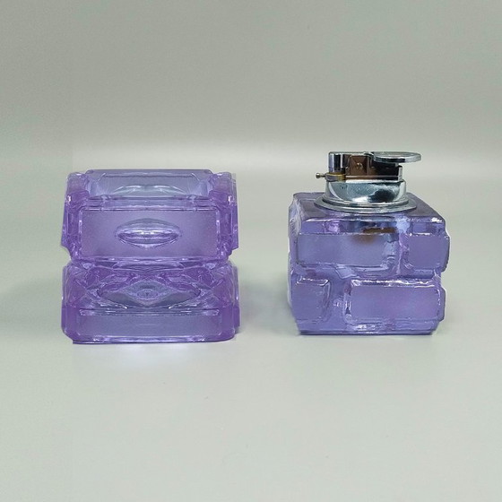 Image 1 of Splendido set da fumo viola degli anni '70 di Antonio Imperatore in vetro di Murano. Prodotto in Italia.