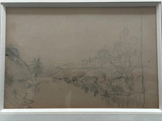 Stanislas Lépine (1835–1892) – Original pencil drawing on paper, landscape – Paintings & Drawings (photo 2 of 12)