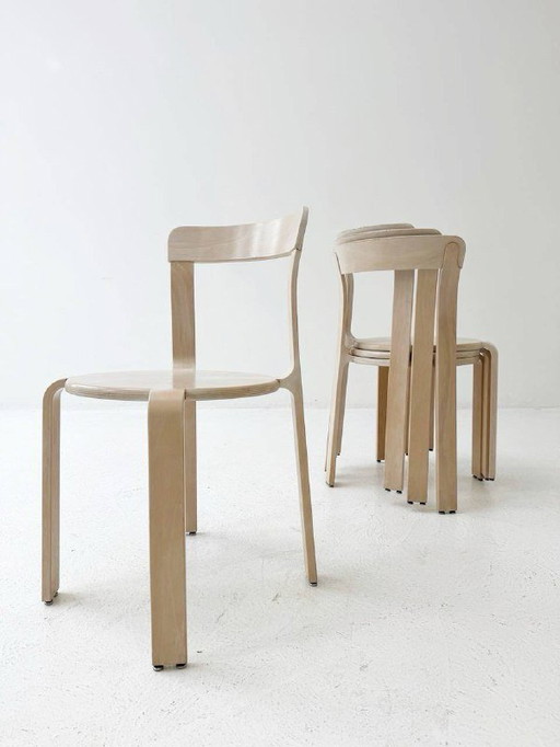 Set of 4 stacking chairs "Type 3300" By Bruno Rey For Dietiker, 1970s