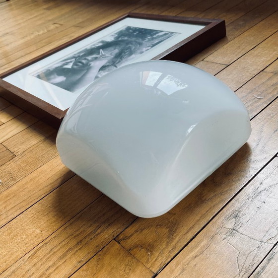 Image 1 of Lampada da soffitto in vetro opalino bianco, applique da parete quadrata, anni '60-'70, lampada vintage, 20 cm