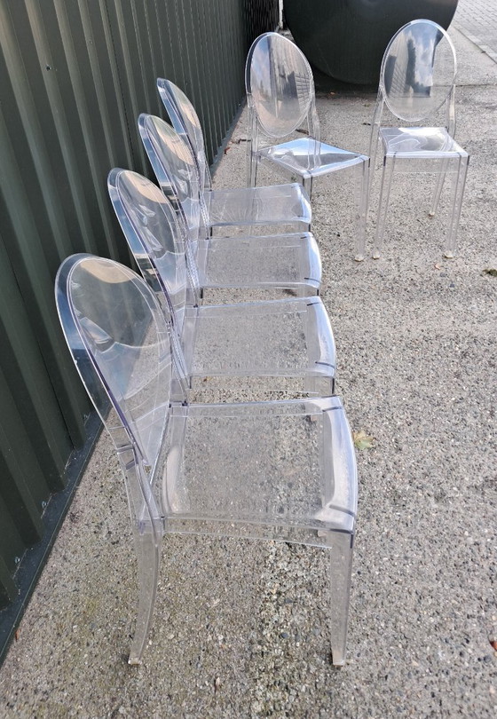 Image 1 of 6 Victoria Ghost chairs by Kartell, designed by Philippe Starck