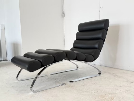 Cor Sinus Leather Relax Armchair with Ottoman Design – Chairs and lounge chairs, Chrome (photo 4 of 16)