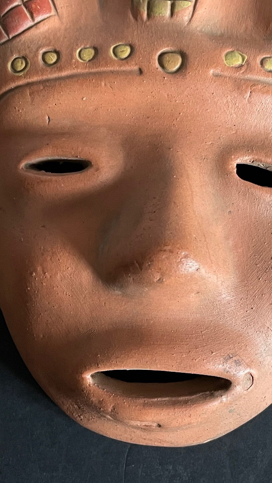 Image 1 of Masque Terre Cuite Reproduction Vintage Mexique