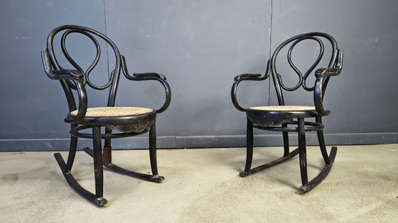 Image 1 of Paire de fauteuils à bascule Art nouveau, années 1900