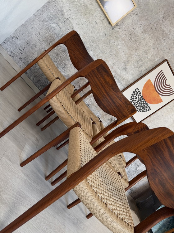 6er Set Palisander Stühle Møller Modell 71 Geflecht Neu, 60er – Niels Otto Møller, Esszimmerstühle, Wood (photo 11 of 15)