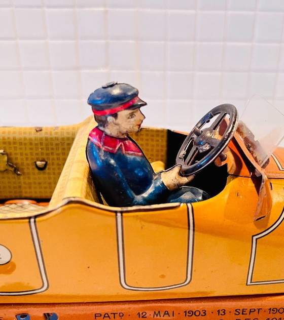 Image 1 of Voiture de tourisme décapotable Lehmann Velleda avec figurine de pilote EPL 730 1900-1910 JOUET EN FER-BLANC