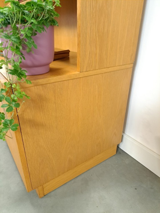 Image 1 of Tall LP display case with glass doors and reading shelf from Sweden