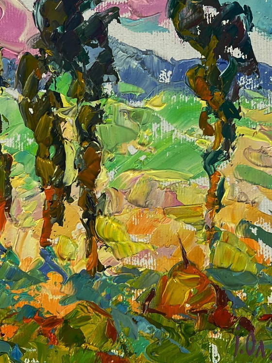 Image 1 of Original Oil Painting Nature Landscape Summer In the Sunny Meadows