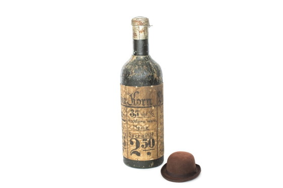 Image 1 of Vintage paper Deco | very old 1940 Bottle cardboard | 102cm high | Pub | Germany Korn Alcohol Rum Liqueur German Schnapps