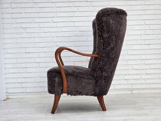 1960s, Danish armchair, reupholstered, genuine sheepskin. – Other (photo 7 of 22)