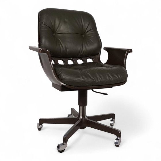 Image 1 of Stoll Giroflex 7112 Space Age leather office chair by Martin Stoll, 1970
