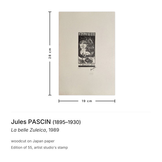 Jules Pascin Houtsnede La Belle Zuleica 1989 – Litho's & Zeefdrukken, Paper (photo 3 of 5)