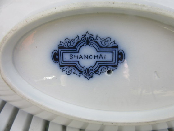 Image 1 of ANTIEKE PORSELEINEN JUSKOM SHANGHAI blauw wit