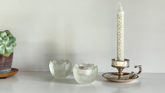 Image 1 of PHOTOPHORES Verre BOUGEOIR Argenté VINTAGE