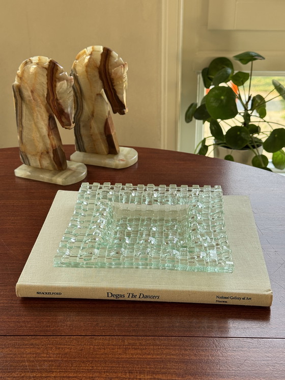 Image 1 of Bol design en verre - Verre d'art fusionné avec texture en bloc