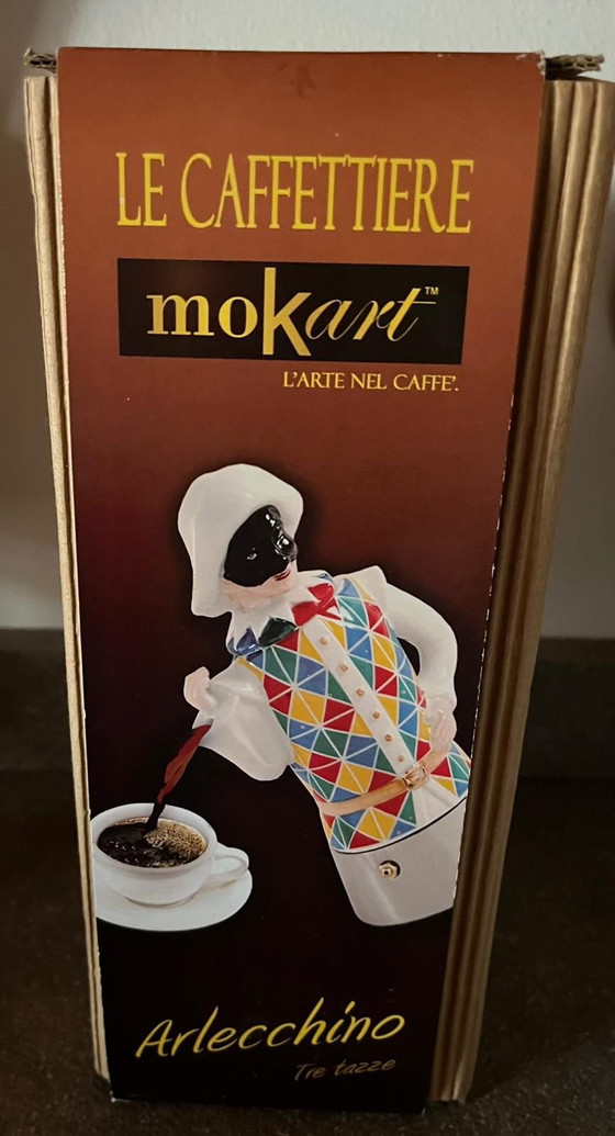 Image 1 of Nieuwe vintage Mokart Harlequin koffiemachine zonder barsten en met originele doos.