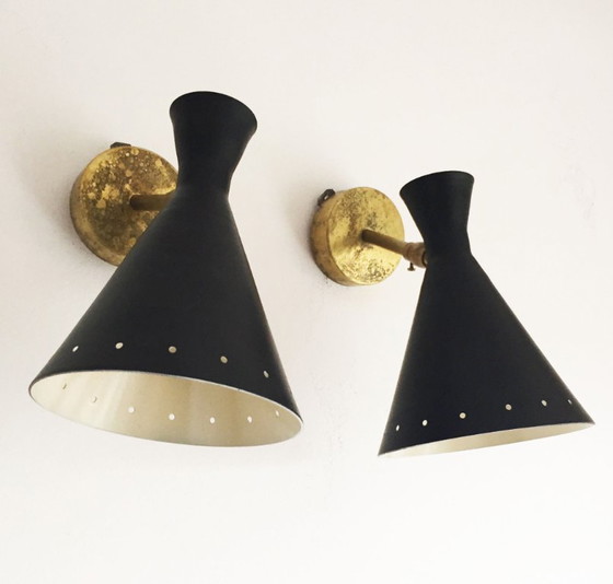 Image 1 of Pair of Italian design wall lights from the 1950s