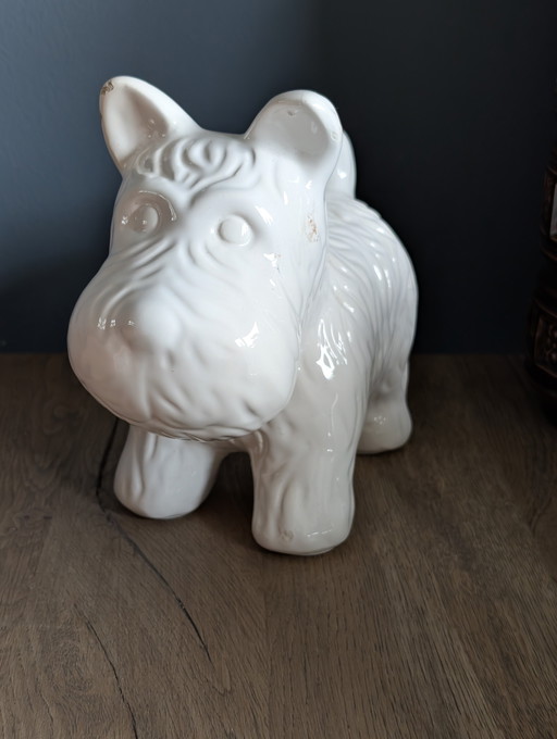 Vintage white terrier dog piggy bank
