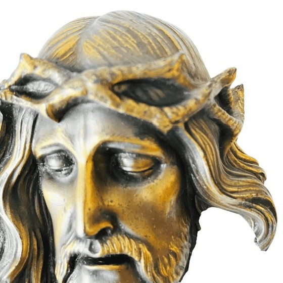 Antikes religiöses Wandrelief aus Messing, Jesus Christus mit Dornenkrone, 1900er Jahre – Dekorative Objekte (photo 6 of 7)