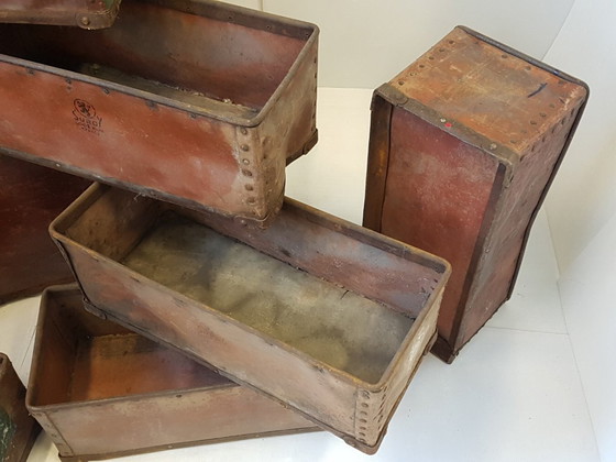 Image 1 of Set van 11 industriële opslagkisten van Suroy, Loos, Frankrijk, vintage jaren 1950.