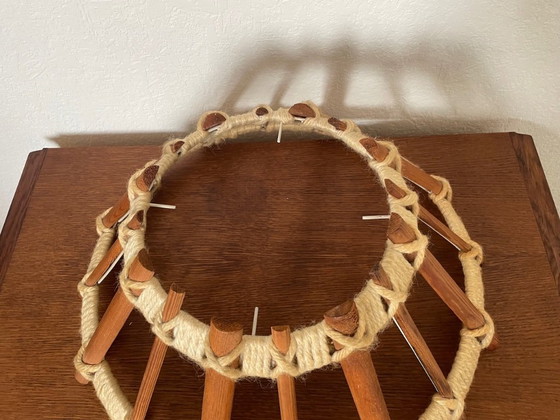 Image 1 of Suspension en bois et jute, style scandinave vintage, années 1960