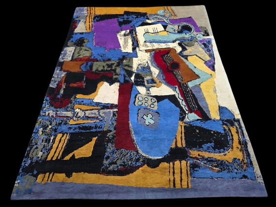 Alfombra de lana anudada a mano – Arte cubista de la guitarra de Pablo Picasso, 260x190cm – Wool (photo 4 of 10)