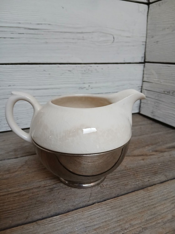 Benraad Teapot, Cream Jug and Sugar Bowl, 1950s. – Tableware, Ceramic, Metal (photo 13 of 16)