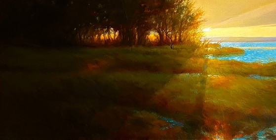 Original Oil Painting River Nature Sunset Evening Landscape – Paintings & Drawings, Canvas (photo 4 of 8)