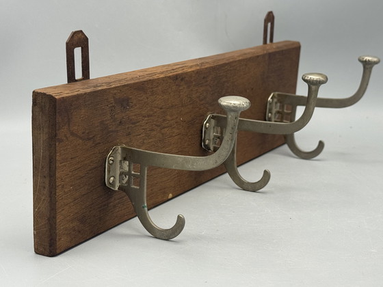 Image 1 of Authentic 1930s coat rack - wood with metal hooks