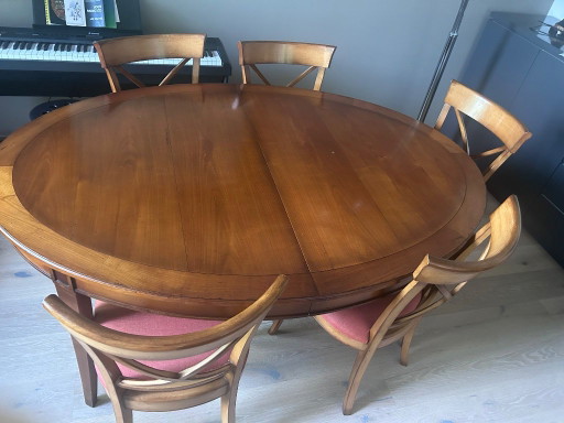 Roche Bobois Classic Cherry Wood Oval Dining Table & 6 Chairs – eettafels (photo 2 of 5)