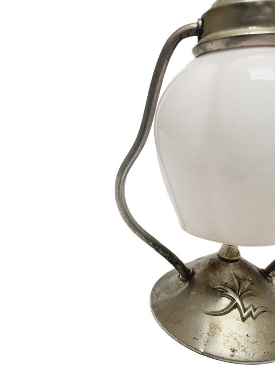 Art Deco Bedside Lamp, Poland, 1950s – Table lamps, Glass, Metal (photo 6 of 9)