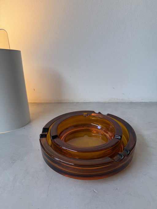 Vintage amber glass set (14 en 19 cm) – retro design