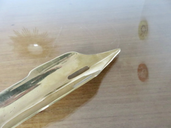 Image 1 of Federförmiger Stifthalter aus Messing, Frankreich, 1970