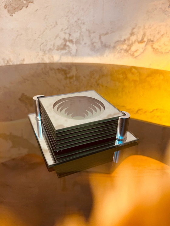 Luxury '70s Design Coasters – Table accessories, Chrome, Glass (photo 7 of 10)