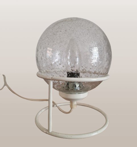 Space Age table lamp glass sphere spiral – tafellampen, Metal