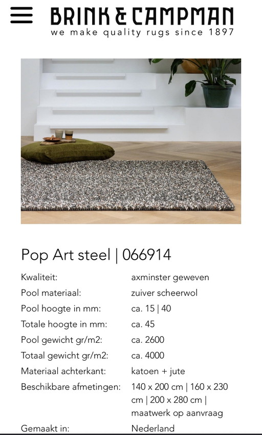 Brink En Campman Pop Art Acciaio 066914 Nuovo – Brink & Campman, vloerkleden en tapijten, Wool (photo 2 of 9)