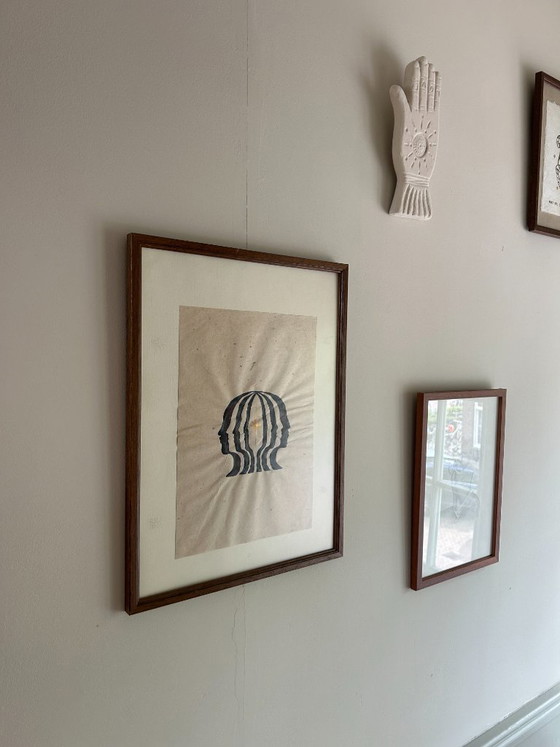 Image 1 of Handmade Boho Artwork | Abstract Faces & Golden Star | A4