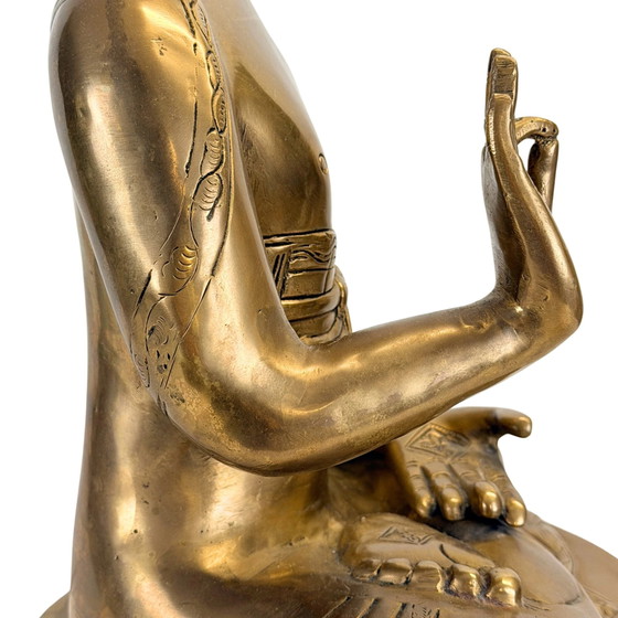 Antiek Tibetaans-Himalaya Shakyamuni Boeddha Brons – 17e/18e Eeuw – 56 cm – Beeldhouwkunst, Bronze, Brass (photo 9 of 11)