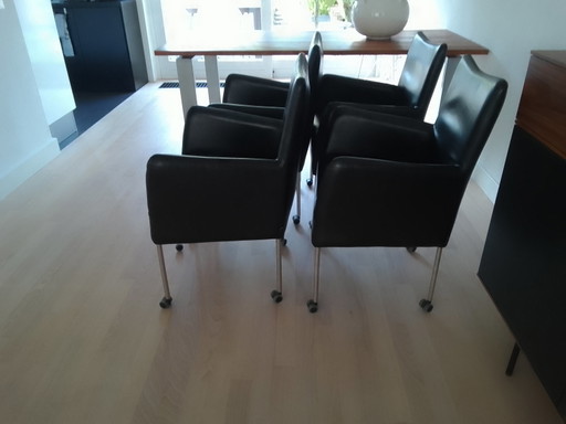Set Van 4 Leren Stoelen Van Jess, Zwart, 250 Euro