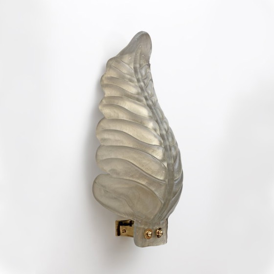Image 1 of Par de apliques de cristal de Murano con pan de oro, estilo Barovier y Toso, de mediados de siglo.