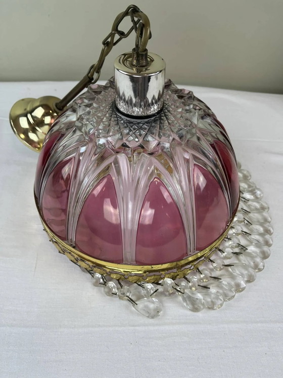 Suspension en verre taillé avec pampilles – Crystal, Glass, Art Deco (photo 4 of 10)