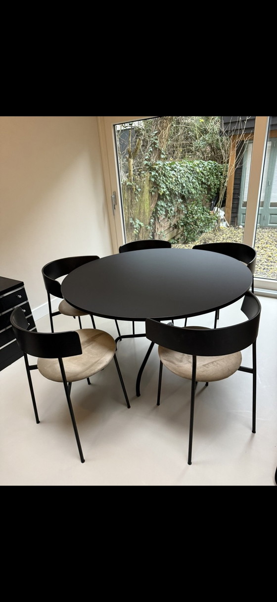 FÉST eettafel + stoelen, Eetkamerset, Mdf, Metaal, Beige (foto 3 van 5)