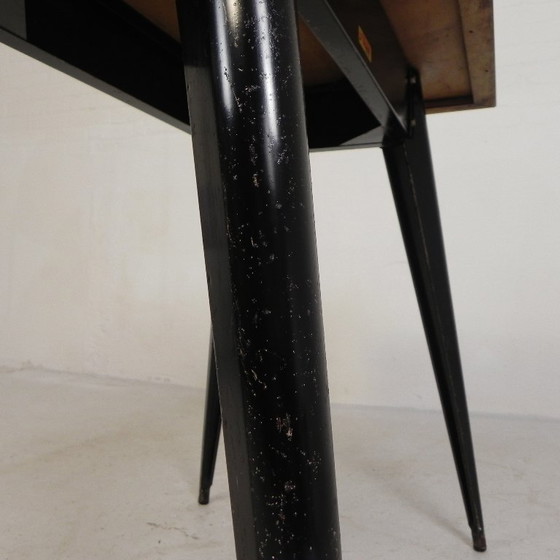 Image 1 of Henri Julien bistro table, Model Tolix T55 with Formica top, 1950s