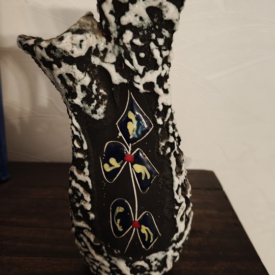 Image 1 of Vintage San Marino Brutalist Lava Ceramic Vase Set – Mid Century Italian Pottery