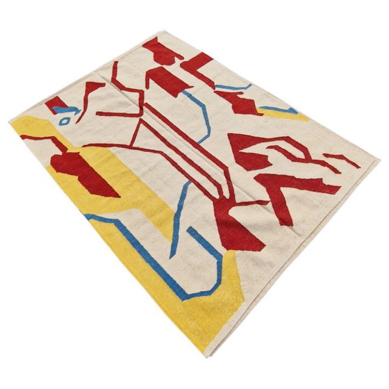 Willem De Kooning Privileged geïnspireerd handgeweven wollen wandtapijt | Textielkunst (98 × 68 inch) (photo 6 of 10)